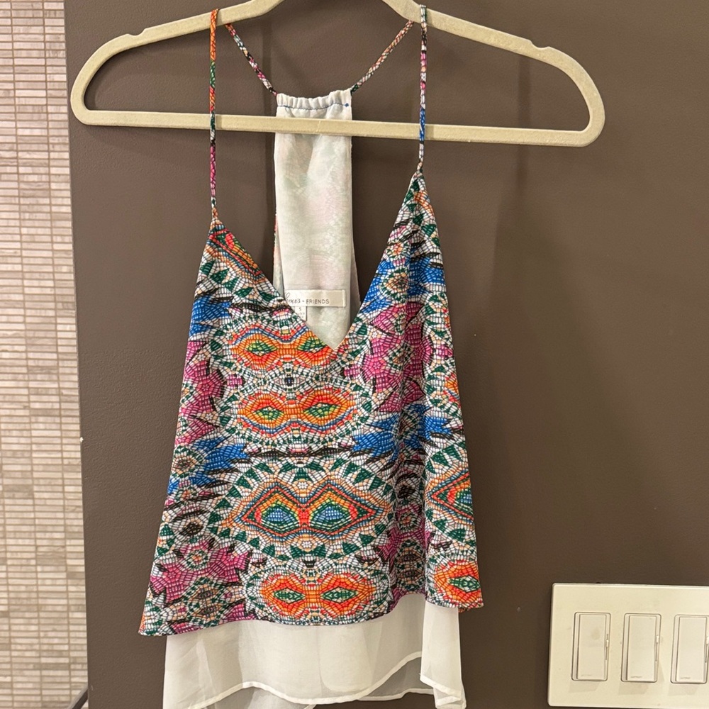 Lovers + Friends Multicolor Patterned Layered Tan… - image 1